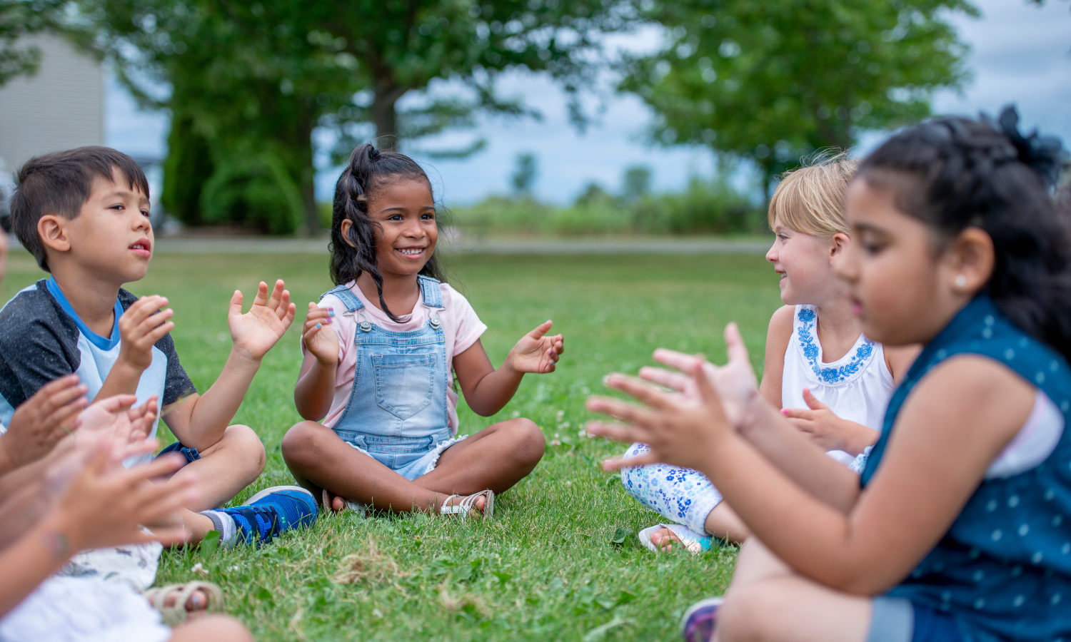 Children on lawn